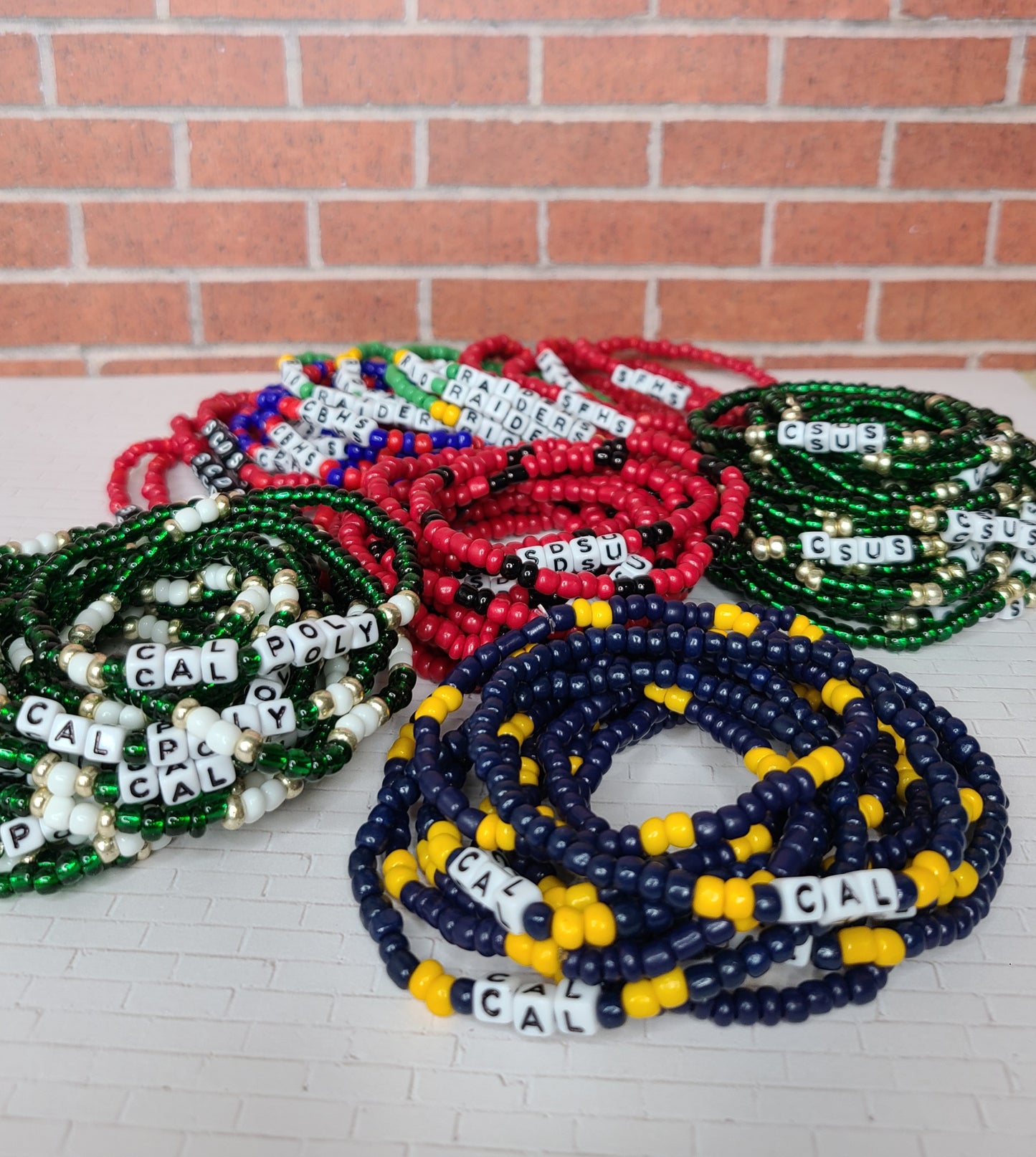 College Bracelet Sets, Custom Bracelets, Collegiate Jewelry, School Mascot, Word Bracelets, Graduation Bracelet