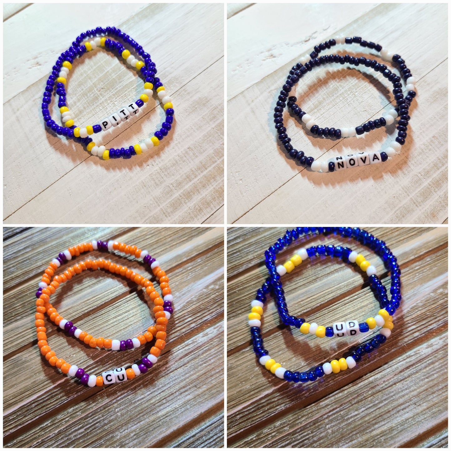 College Bracelet Sets, Custom Bracelets, Collegiate Jewelry, School Mascot, Word Bracelets, Graduation Bracelet