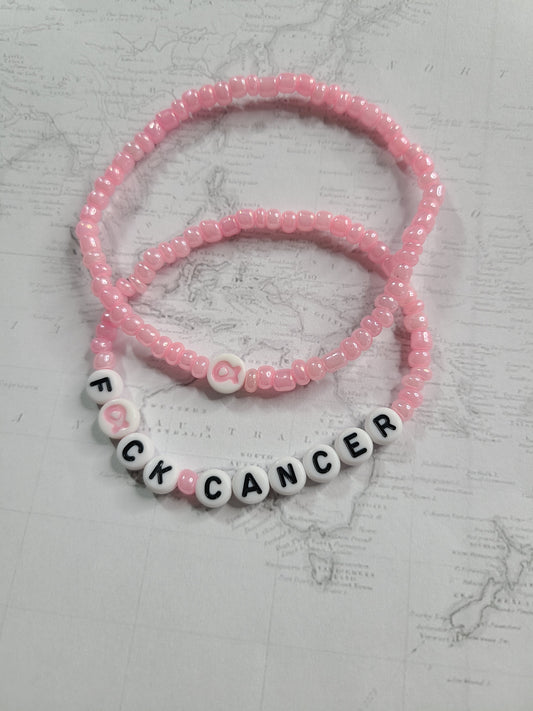 Breast Cancer Awareness Stretch Bracelets, Fuck Cancer Bracelet, Think Pink