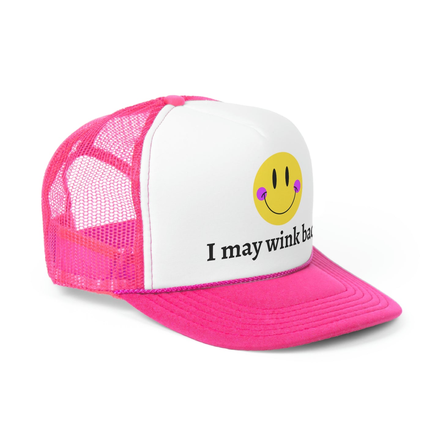 Smile I May Wink Back Trucker Caps, Trendy Trucker Hats, Happy Face Hat, Mesh Hat, Adjustable Hat