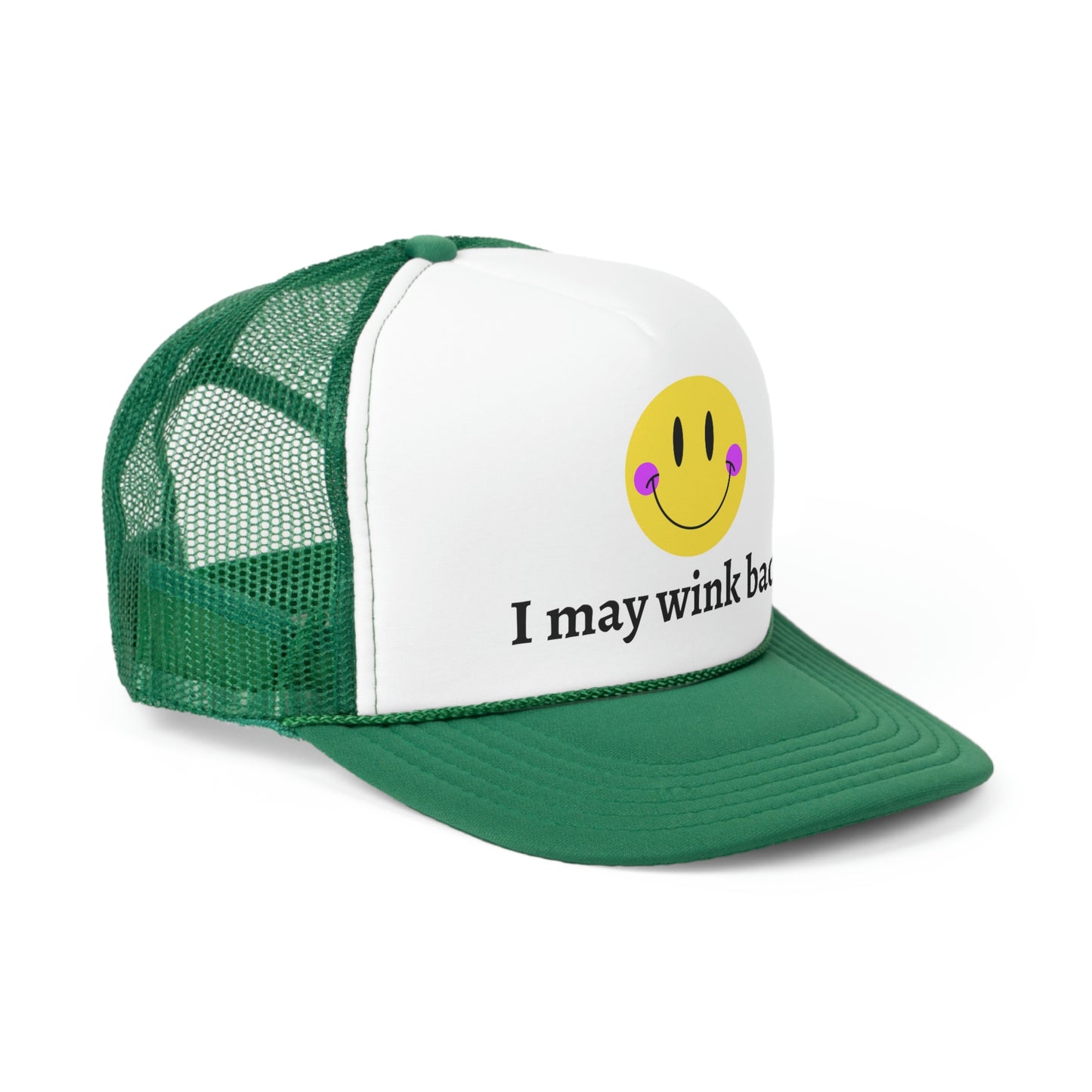 Smile I May Wink Back Trucker Caps, Trendy Trucker Hats, Happy Face Hat, Mesh Hat, Adjustable Hat