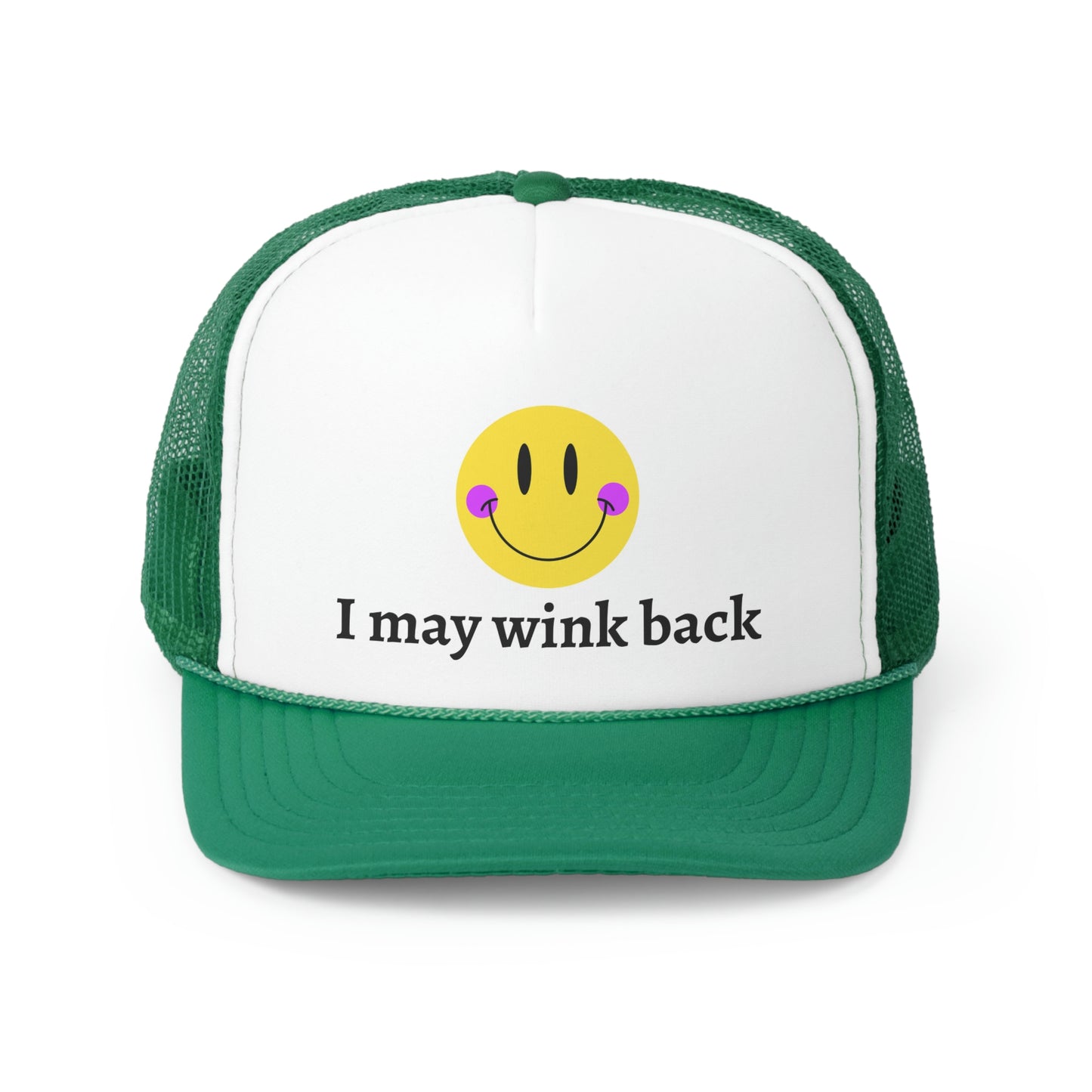 Smile I May Wink Back Trucker Caps, Trendy Trucker Hats, Happy Face Hat, Mesh Hat, Adjustable Hat