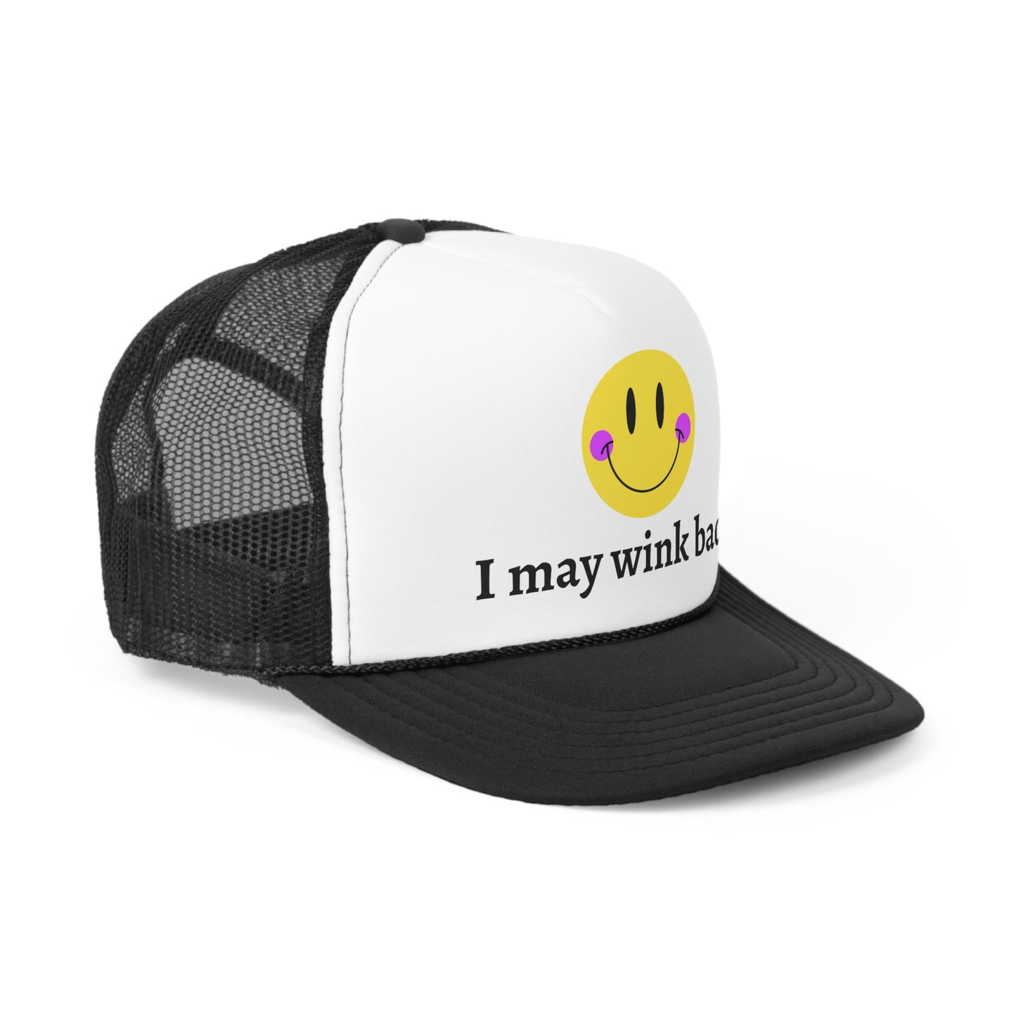 Smile I May Wink Back Trucker Caps, Trendy Trucker Hats, Happy Face Hat, Mesh Hat, Adjustable Hat