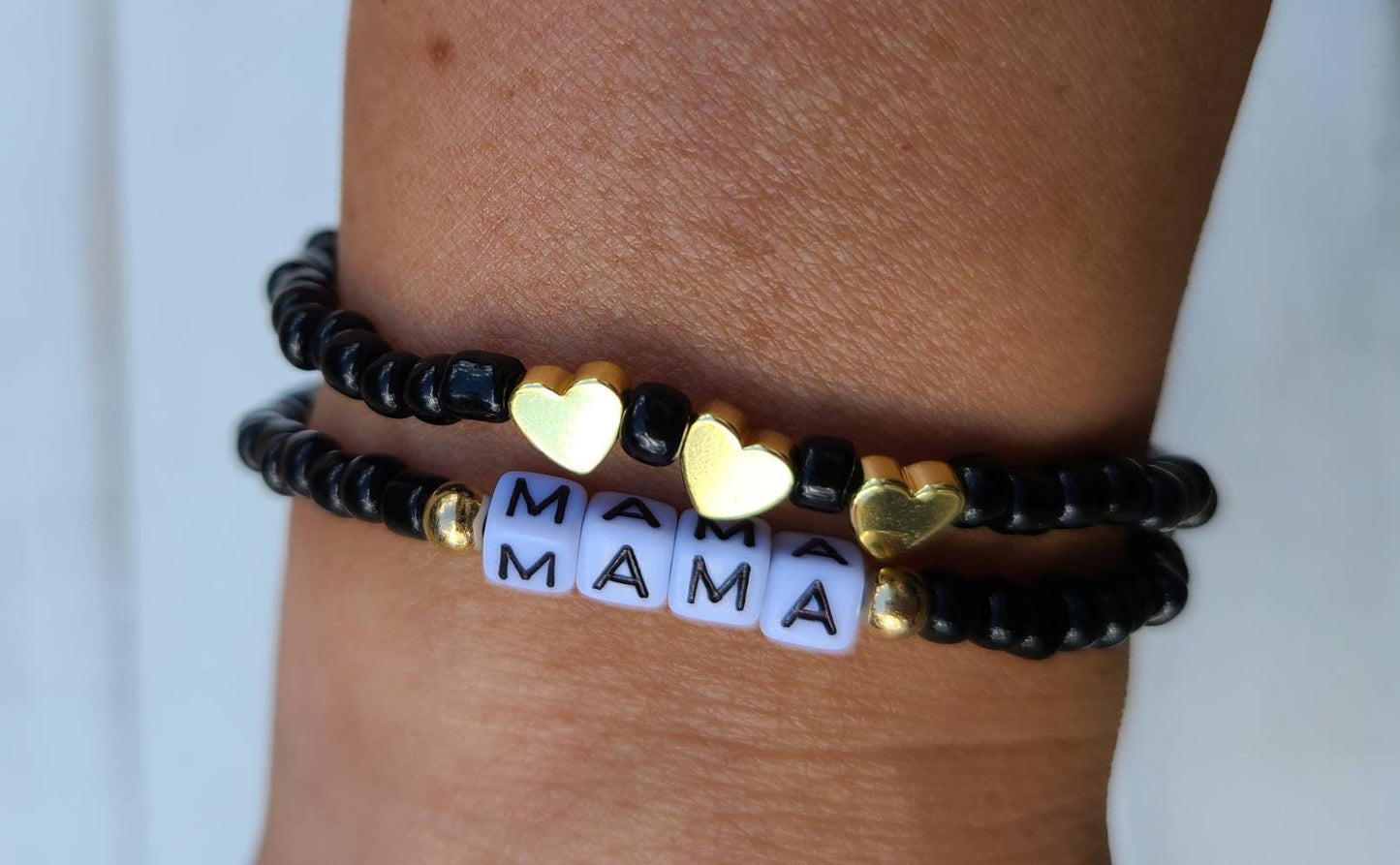 Custom Mom Bracelet Set, Mother's Day Gift, Personalized Bracelets