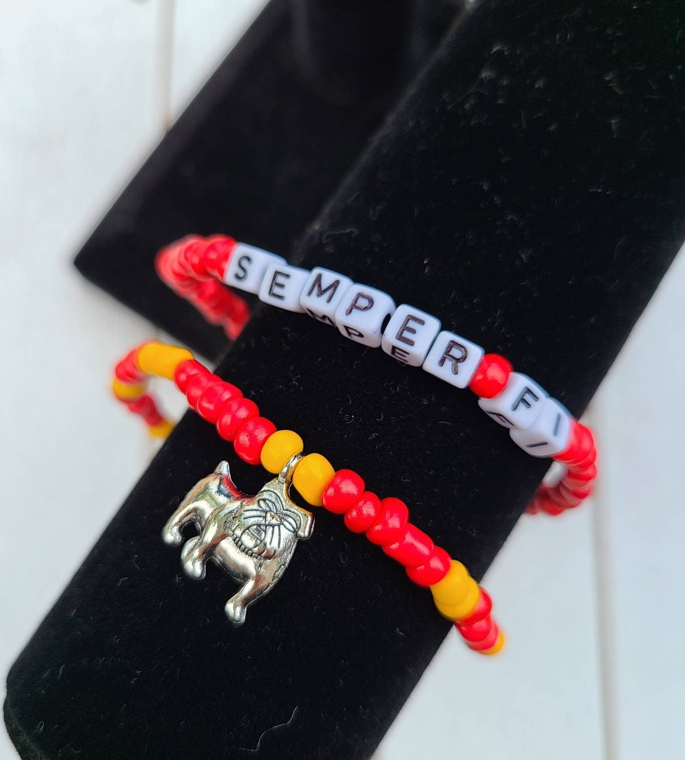 Military Bracelets, US Marines Bracelet, Bulldog Jewelry, Semper Fi