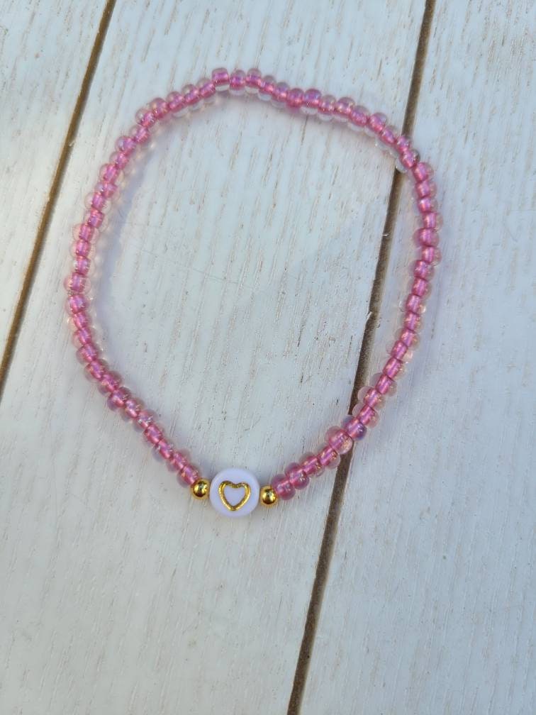 Gold Heart Bracelets, Breast Cancer Awareness Bracelet, Love Bracelet