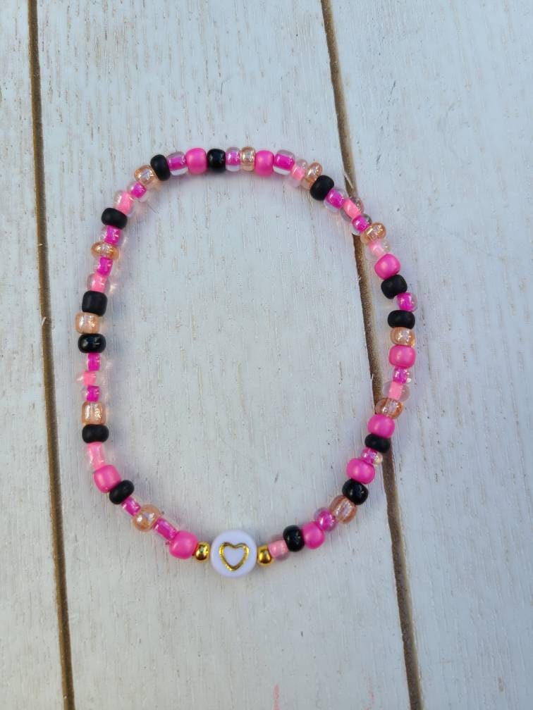 Gold Heart Bracelets, Breast Cancer Awareness Bracelet, Love Bracelet