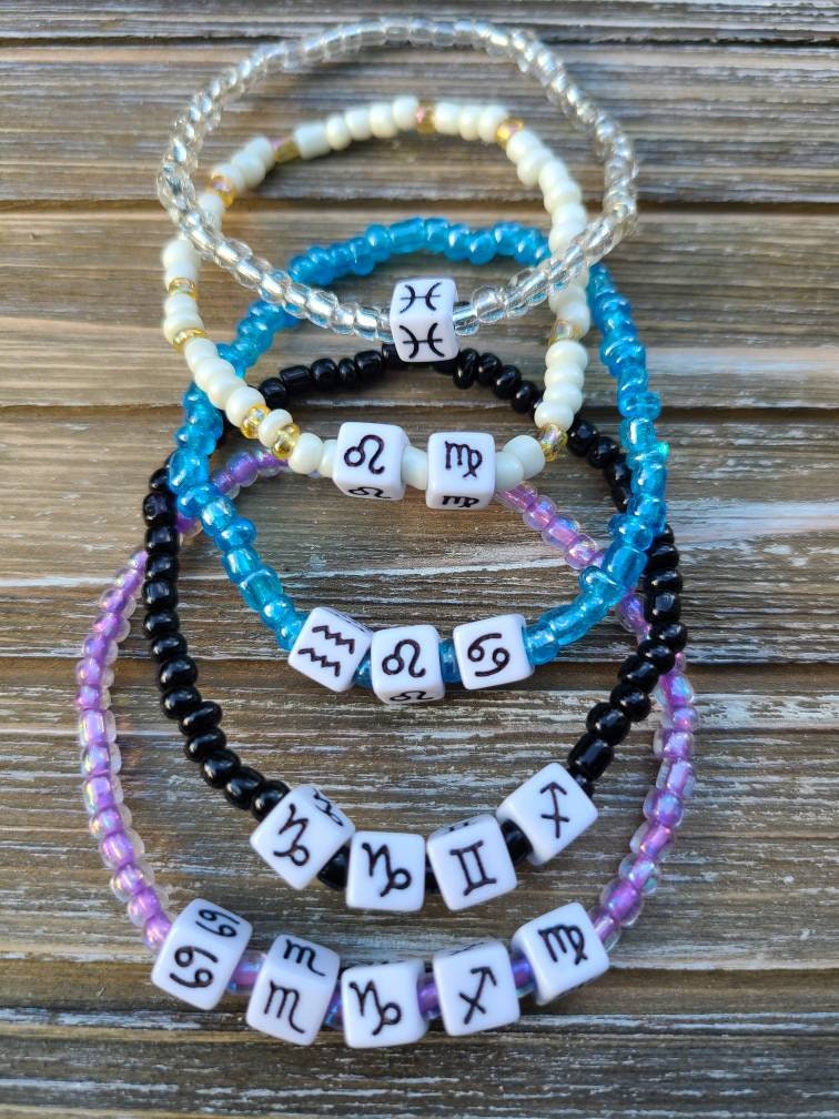 Beaded Zodiac Bracelets,  Custom Bracelets, Personalized Bracelets