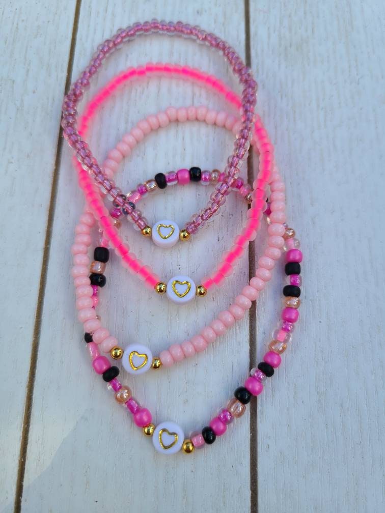 Gold Heart Bracelets, Breast Cancer Awareness Bracelet, Love Bracelet