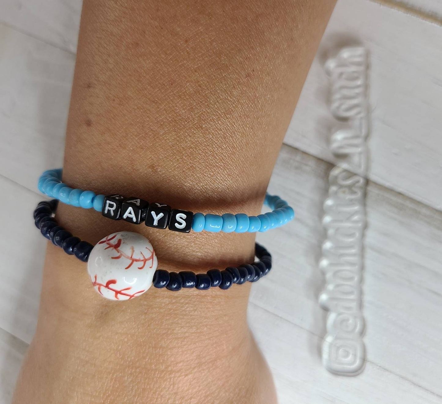 Custom Baseball Beaded Bracelet Set, MLB Bracelet, High School Baseball, Major League Baseball Jewelry, Little League Jewelry