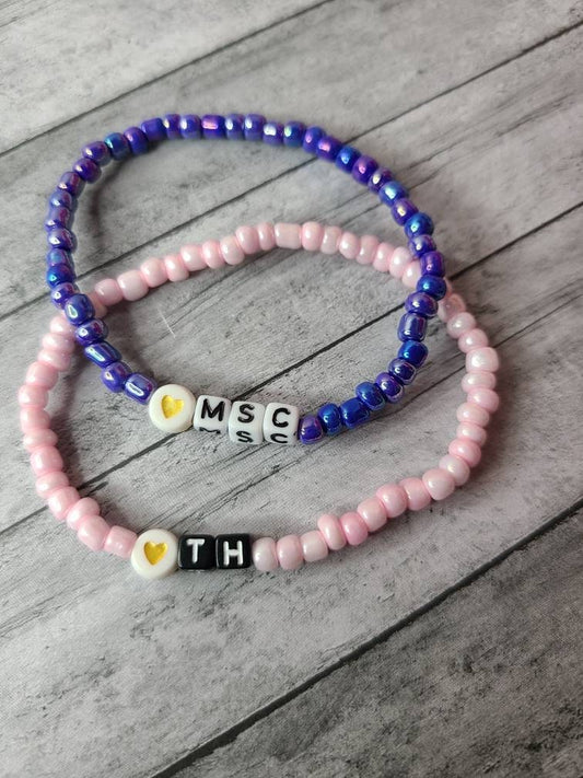 Beaded Initial Bracelets, Letter Bracelet, Personalized Bracelets, Mothers Bracelet, Initials Bracelet, Couples Bracelet, Grandma Bracelet