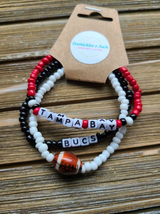 Beaded Football Bracelets, Custom Football Bracelets, NFL Football, College Football, High School Football, Sports Team Bracelet